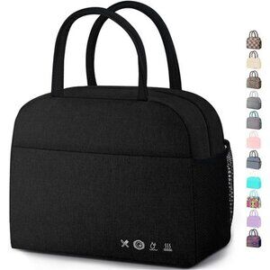 Insulated Lunch Bag Large Reusable Cooler Tote for Work Travel Picnic Black